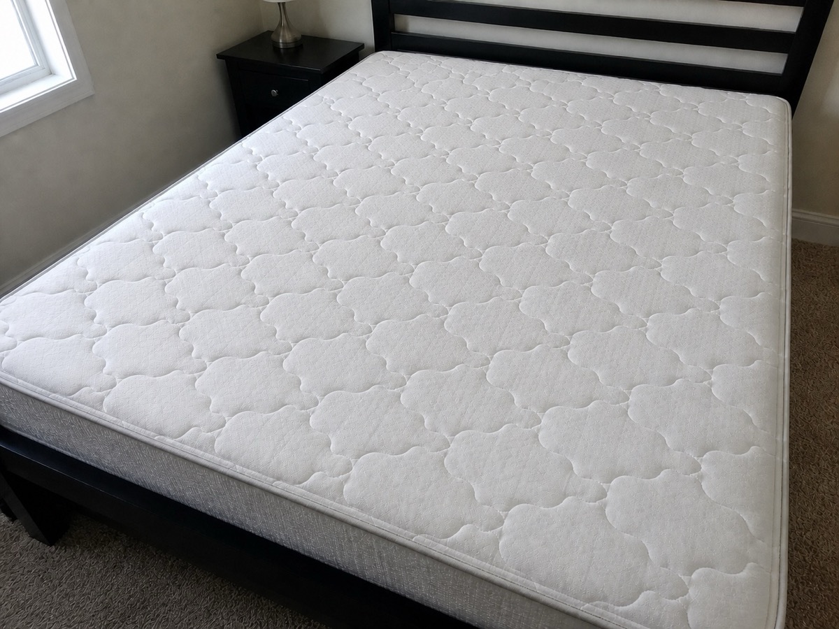 After: A stained mattress top, then the same mattress after cleaning