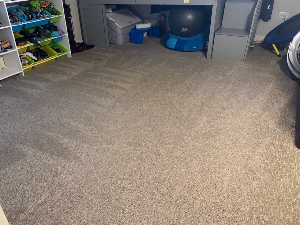 After: The same bedroom carpet after cleaning